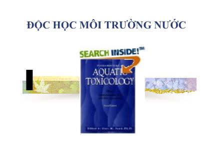 Bài giảng Độc học môi trường nước