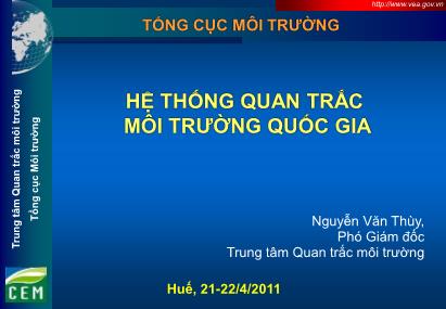 Bài giảng Hệ thống quan trắc môi trường quốc gia