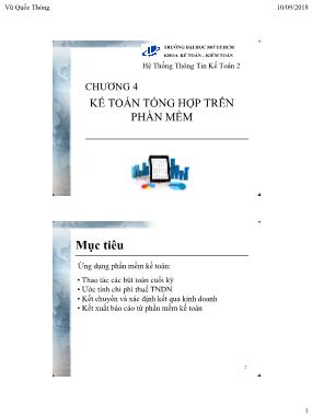 Bài giảng Hệ thống thông tin kế toán 2 - Chương 4: Kế toán tổng hợp trên phần mềm