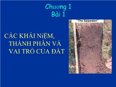 Bài giảng Khoa học đất - Chương 1, Bài 2: Các khái niệm, thành phần và vai trò của đất