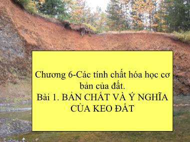 Bài giảng Khoa học đất - Chương 6: Các tính chất hóa học cơ bản của đất - Bài 1: Bản chất và ý nghĩa của keo đất