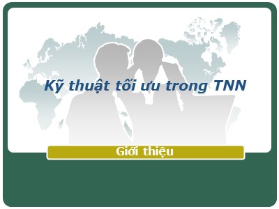 Bài giảng Kỹ thuật tối ưu trong tài nguyên nước - Giới thiệu