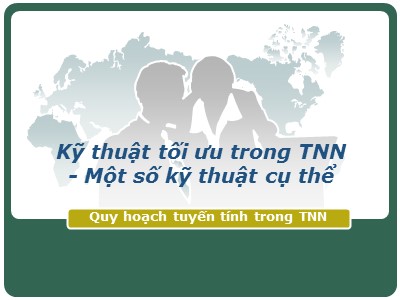 Bài giảng Kỹ thuật tối ưu trong tài nguyên nước - Một số kỹ thuật cụ thể