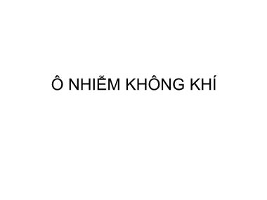 Bài giảng môn Ô nhiễm không khí