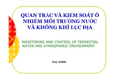 Bài giảng Quan trắc và kiểm soát ô nhiễm môi trường nước và không khí lục địa