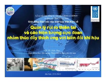 Báo cáo Quản lý rủi ro thiên tai và các hiện tượng cực đoan nhằm thúc đẩy thích ứng với biến đổi khí hậu