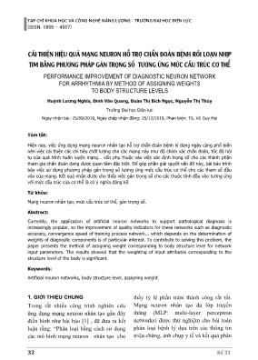 Cải thiện hiệu quả mạng neuron hỗ trợ chẩn đoán bệnh rối loạn nhịp tim bằng phương pháp gán trọng số tương ứng mức cấu trúc cơ thể