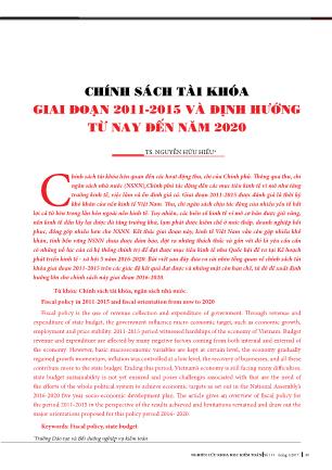 Chính sách tài khóa giai đoạn 2011-2015 và định hướng từ nay đến năm 2020