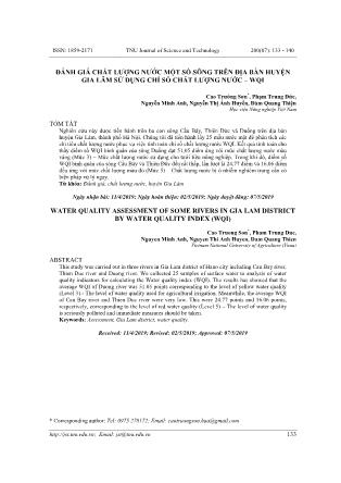Đánh giá chất lượng nước một số sông trên địa bàn huyện Gia Lâm sử dụng chỉ số chất lượng nước – WQI