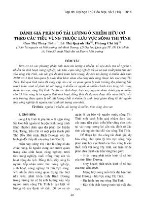 Đánh giá phân bố tải lượng ô nhiễm hữu cơ theo các tiểu vùng thuộc lưu vực sông Thị Tính