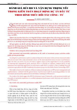 Đánh giá rủi ro và vận dụng trọng yếu trong kiểm toán hoạt động dự án đầu tư theo hình thức đối tác công - tư