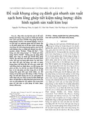 Đề xuất khung công cụ đánh giá nhanh sản xuất sạch hơn lồng ghép tiết kiệm năng lượng: Điển hình ngành sản xuất kim loại