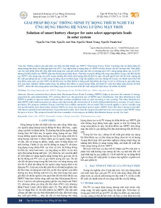 Giải pháp bộ sạc thông minh tự động thích nghi tải ứng dụng trong hệ năng lượng mặt trời