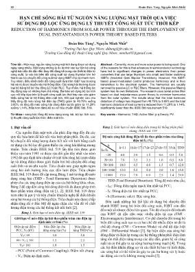 Hạn chế sóng hài từ nguồn năng lượng mặt trời qua việc sử dụng bộ lọc ứng dụng lý thuyết công suất tức thời kép