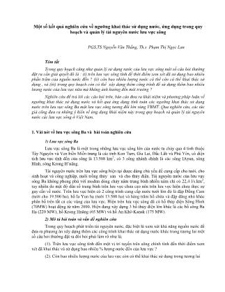 Một số kết quả nghiên cứu về ngưỡng khai thác sử dụng nước, ứng dụng trong quy hoạch và quản lý tài nguyên nước lưu vực sông