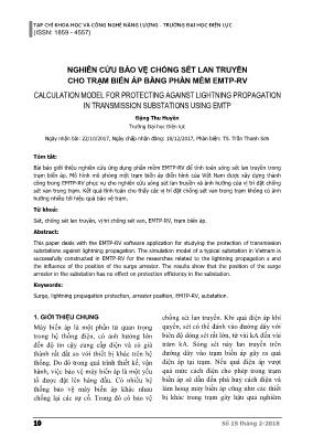 Nghiên cứu bảo vệ chống sét lan truyền cho trạm biến áp bằng phần mềm Emtp-RV