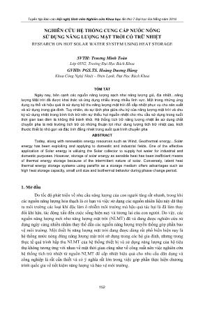 Nghiên cứu hệ thống cung cấp nước nóng sử dụng năng lượng mặt trời có trữ nhiệt