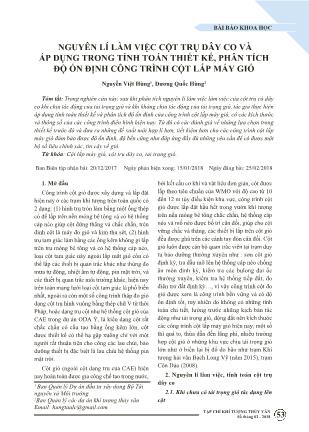 Nguyên lí làm việc cột trụ dây co và áp dụng trong tính toán thiết kế, phân tích độ ổn định công trình cột lắp máy gió