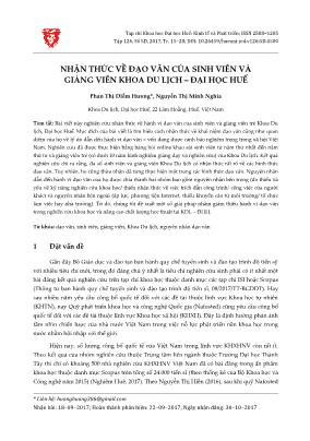 Nhận thức về đạo văn của sinh viên và giảng viên khoa du lịch – Đại học Huế