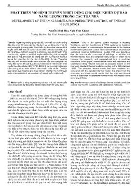 Phát triển mô hình truyền nhiệt dùng cho điều khiển dự báo năng lượng trong các tòa nhà