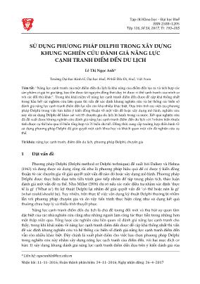 Sử dụng phương pháp Delphi trong xây dựng khung nghiên cứu đánh giá năng lực cạnh tranh điểm đến du lịch