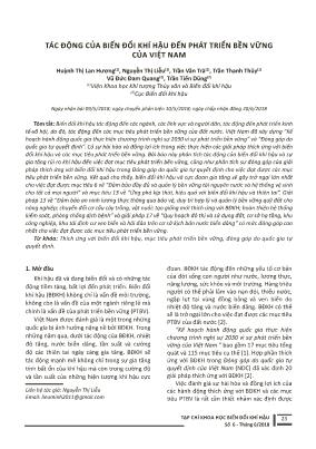 Tác động của biến đổi khí hậu đến phát triển bền vững của Việt Nam