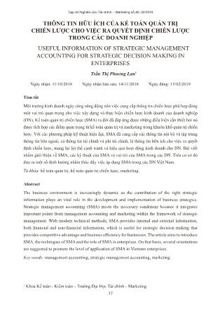 Thông tin hữu ích của kế toán quản trị chiến lược cho việc ra quyết định chiến lược trong các doanh nghiệp