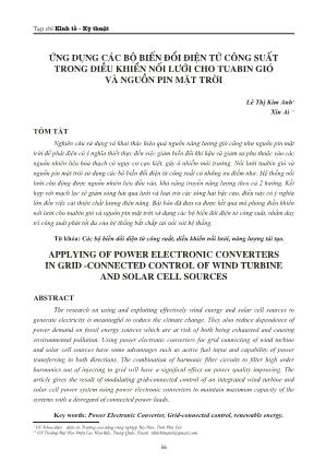 Ứng dụng các bộ biến đổi điện tử công suất trong điều khiển nối lưới cho tuabin gió và nguồn pin mặt trời