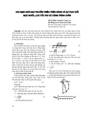 Xác định giới hạn truyền triều trên sông và sự thay đổi mực nước, lưu tốc khi có công trình chắn