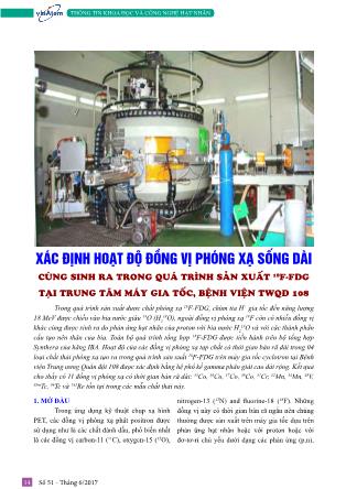 Xác định hoạt độ đồng vị phóng xạ sống dài cùng sinh ra trong quá trình sản xuất 18F-FDG tại trung tâm máy gia tốc, bệnh viện TWQĐ 108