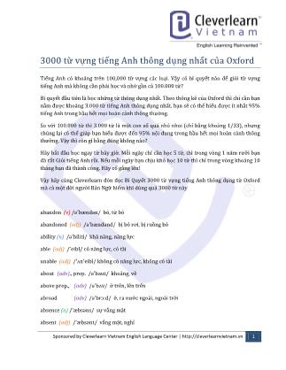 3000 từ vựng Tiếng Anh thông dụng nhất của Oxford