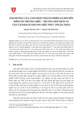 Ảnh hưởng của cảm nhận trách nhiệm xã hội đến niềm tin thương hiệu – trường hợp dịch vụ vận tải khách thương hiệu Phúc Thuận Thảo