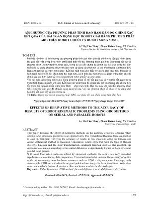 Ảnh hưởng của phương pháp tính đạo hàm đến độ chính xác kết quả của bài toán động học robot giải bằng phương pháp grg trên robot chuỗi và robot song song