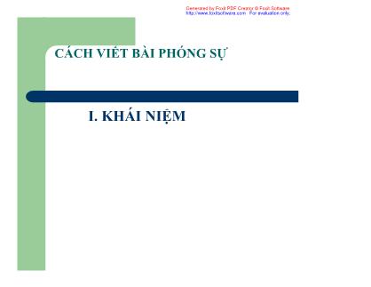 Bài giảng Cách viết bài phóng sự