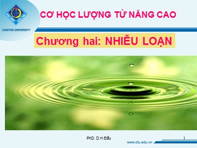 Bài giảng Cơ học lượng tử nâng cao - Chương 2: Nhiễu loạn