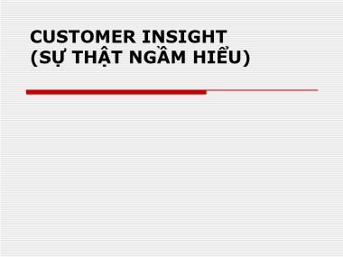 Bài giảng Customer Insight