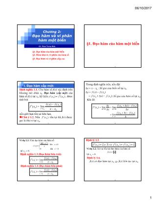 Bài giảng Đạo hàm và vi phân hàm một biến - Bài 1: Đạo hàm của hàm một biến
