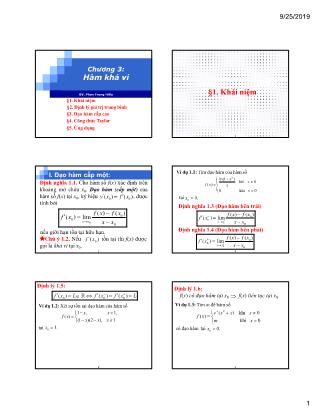 Bài giảng Giải tích - Chương 3: Hàm khả vi - Phan Trung Hiếu