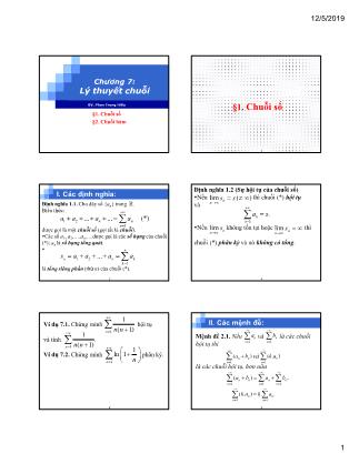 Bài giảng Giải tích - Chương 7: Lý thuyết chuỗi - Phan Trung Hiếu