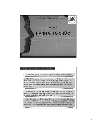 Bài giảng Hành vi tổ chức - Chương 1: Giới thiệu về hành vi tổ chức