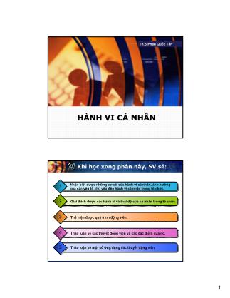 Bài giảng Hành vi tổ chức - Chương 2: Hành vì cá nhân