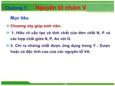 Bài giảng Hóa đại cương vô cơ - Chương 7: Nguyên tố nhóm V