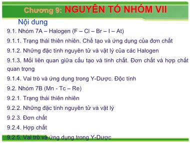 Bài giảng Hóa đại cương vô cơ - Chương 9: Nguyên tố nhóm VII