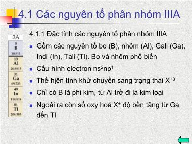 Bài giảng Hóa học đại cương - Chương 4: Các nguyên tố nhóm IIIA