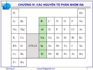 Bài giảng Hóa vô cơ A - Chương 4: Các nguyên tố phân nhóm IIIA - Nguyễn Văn Hòa