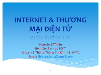 Bài giảng Internet và thương mại điện tử