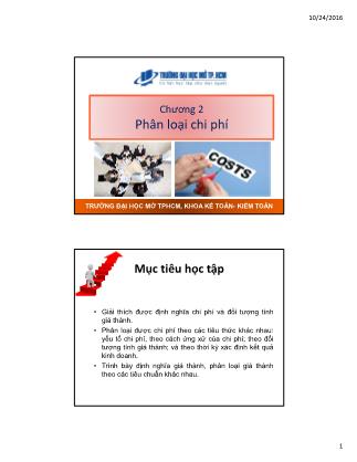 Bài giảng Kế toán quản trị - Chương 2: Phân loại chi phí