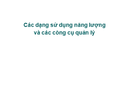 Bài giảng Kiểm tra năng lượng - Chương 2: Các dạng sử dụng năng lượng và các công cụ quản lý