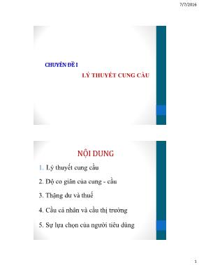 Bài giảng Kinh tế học quản lý - Chuyên đề 1: Lý thuyết cung cầu - Nguyễn Văn Dư