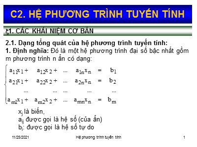 Bài giảng Kinh tế lượng - Chương 2: Hệ phương trình tuyến tính